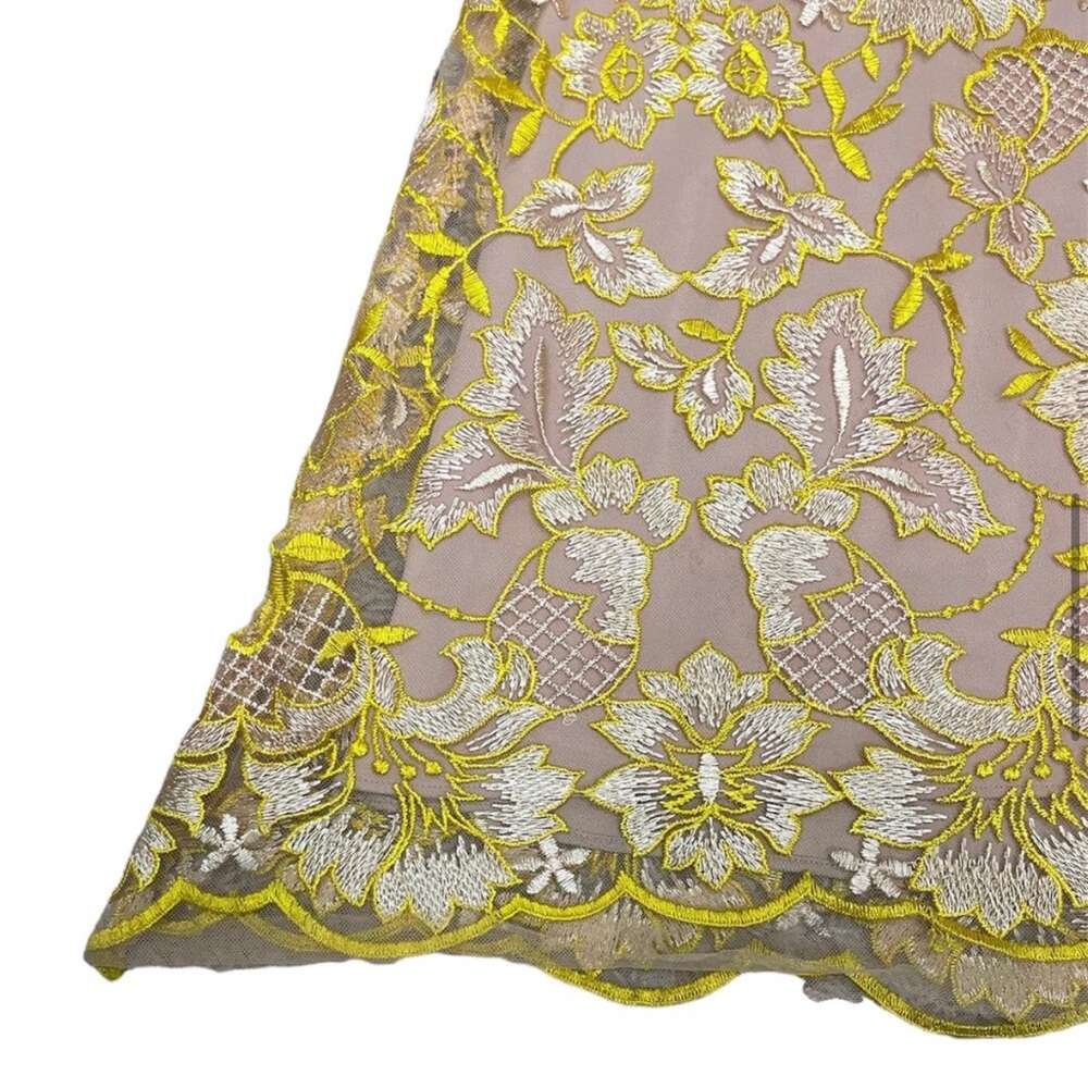 Elegant Gold Yellow Lace Floral Women's Formal Dress / Mardi Gras Ball - Picture 9 of 10